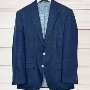 Lauren Ralph Lauren 100% Linen Blue Blazer Sport Coat Single Breasted 44R